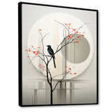 Grey Japanese Bird Ink Portrait - Gray Bird Wall Art