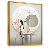 Grey Japanese Bird Ink Portrait - Gray Bird Wall Art