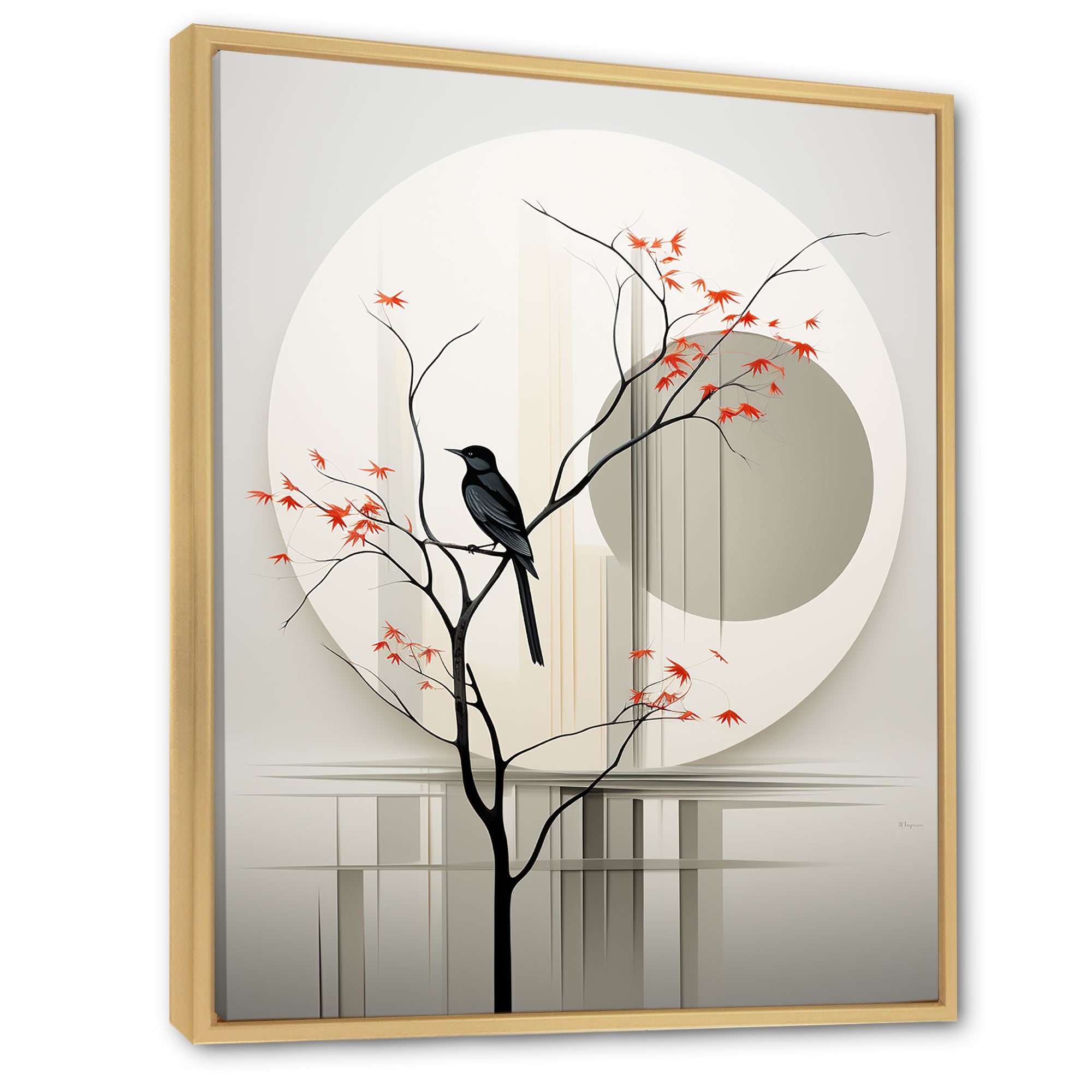Grey Japanese Bird Ink Portrait - Gray Bird Wall Art