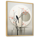 Grey Japanese Bird Ink Portrait - Gray Bird Wall Art