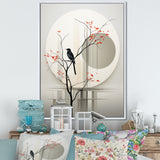 Grey Japanese Bird Ink Portrait - Gray Bird Wall Art