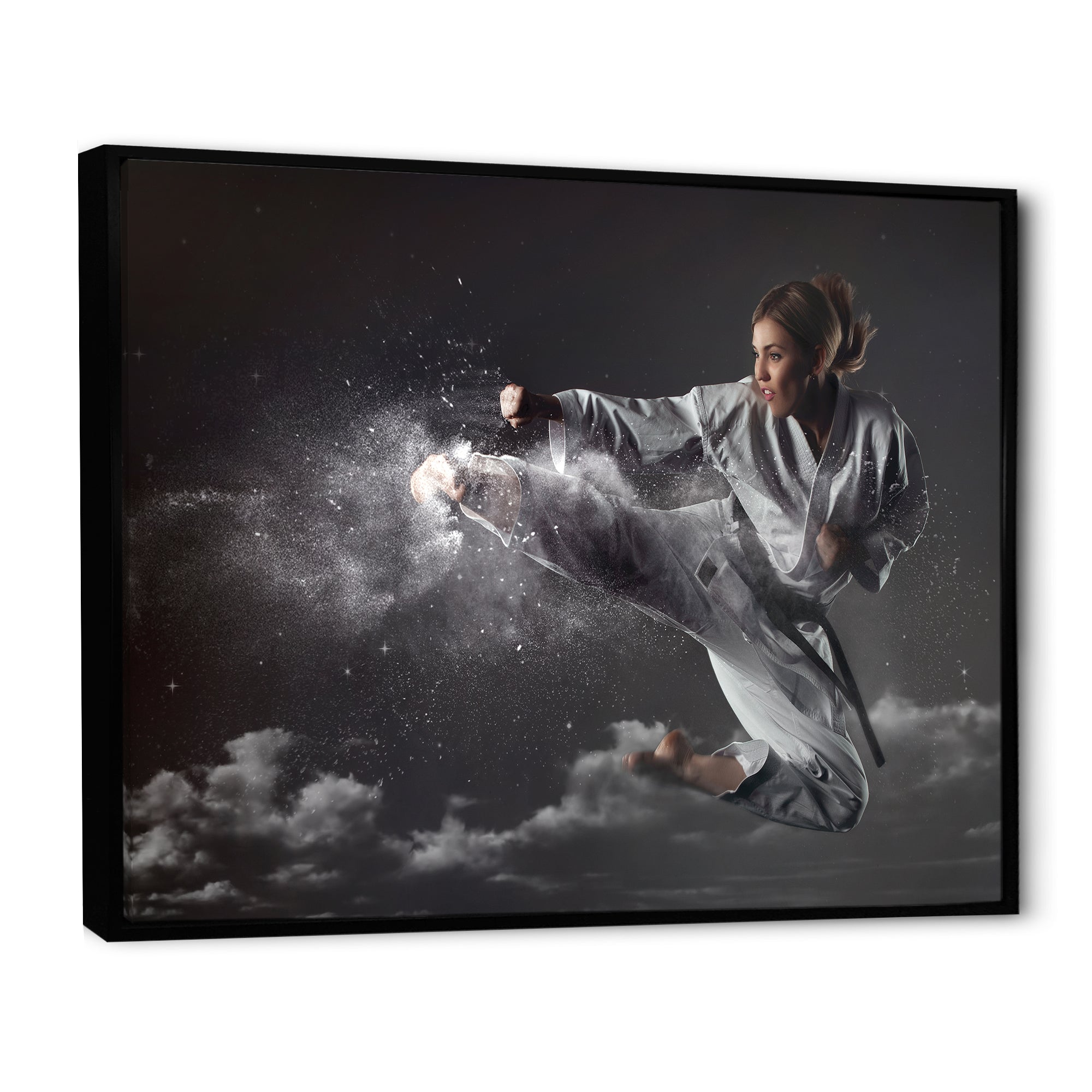 In Air Karate Martial Art Kick - Martial Arts Canvas Wall Art
