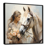 Playful Flower Horse Beauty - Beige Horse Wall Art