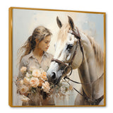 Playful Flower Horse Beauty - Beige Horse Wall Art