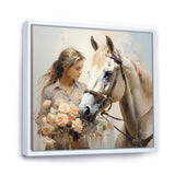Playful Flower Horse Beauty - Beige Horse Wall Art