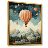 A Classic Art Study Of A Hot Air Balloon In Flight Mountain View - Hot Air Balloon Canvas Wall Art
