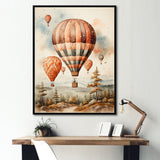 A Classic Art Study Of A Hot Air Balloon In Flight Wilderness - Hot Air Balloon Canvas Wall Art