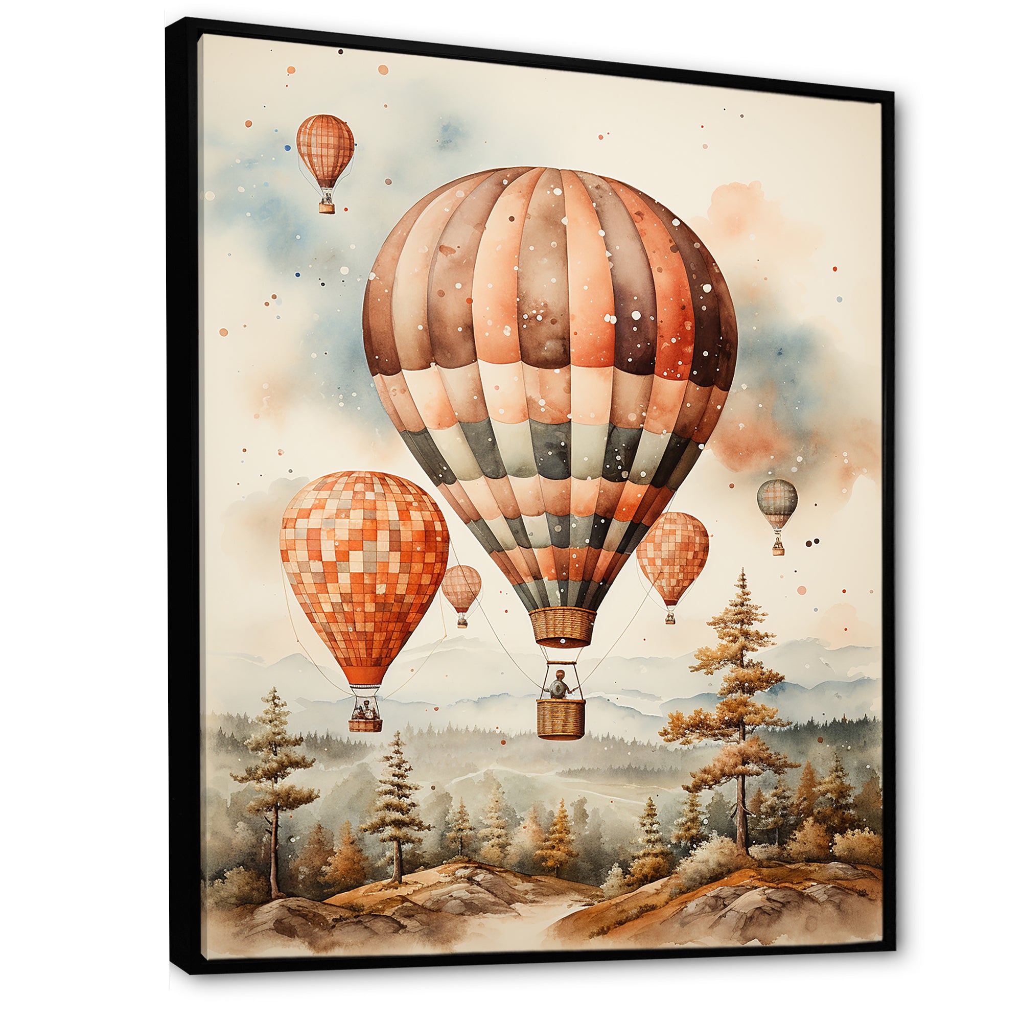A Classic Art Study Of A Hot Air Balloon In Flight Wilderness - Hot Air Balloon Canvas Wall Art