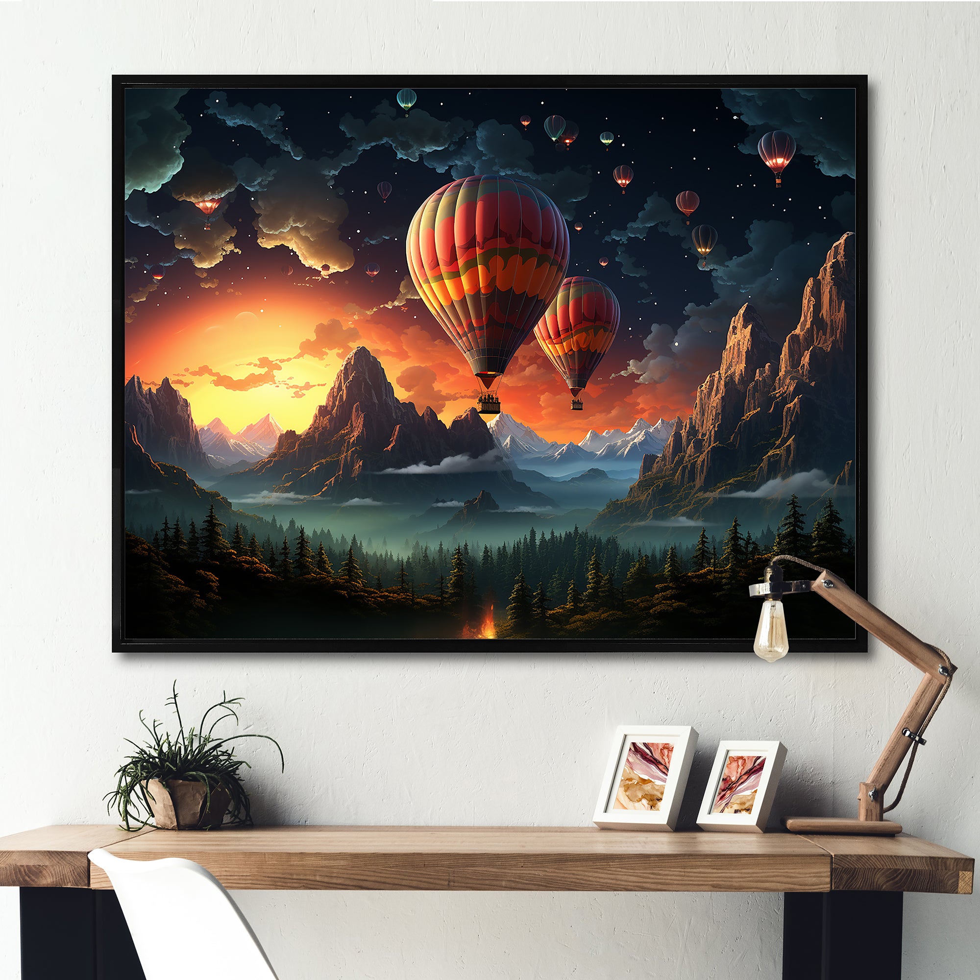 Hot Air Balloon Cosmic Magic - Hot Air Balloon Canvas Wall Art