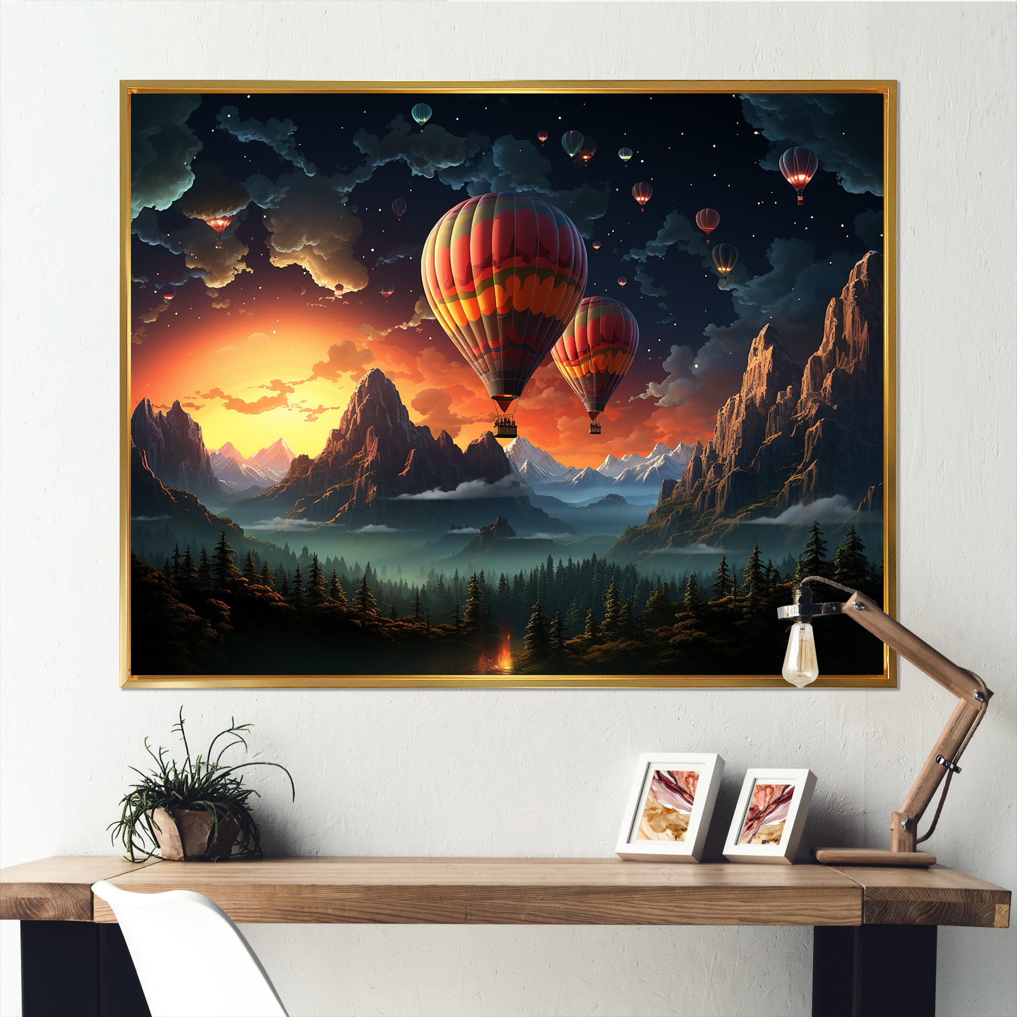 Hot Air Balloon Cosmic Magic - Hot Air Balloon Canvas Wall Art