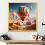 A Cubist Interpretation Of Hot Air Balloons In The Desert - Hot Air Balloon Canvas Wall Art