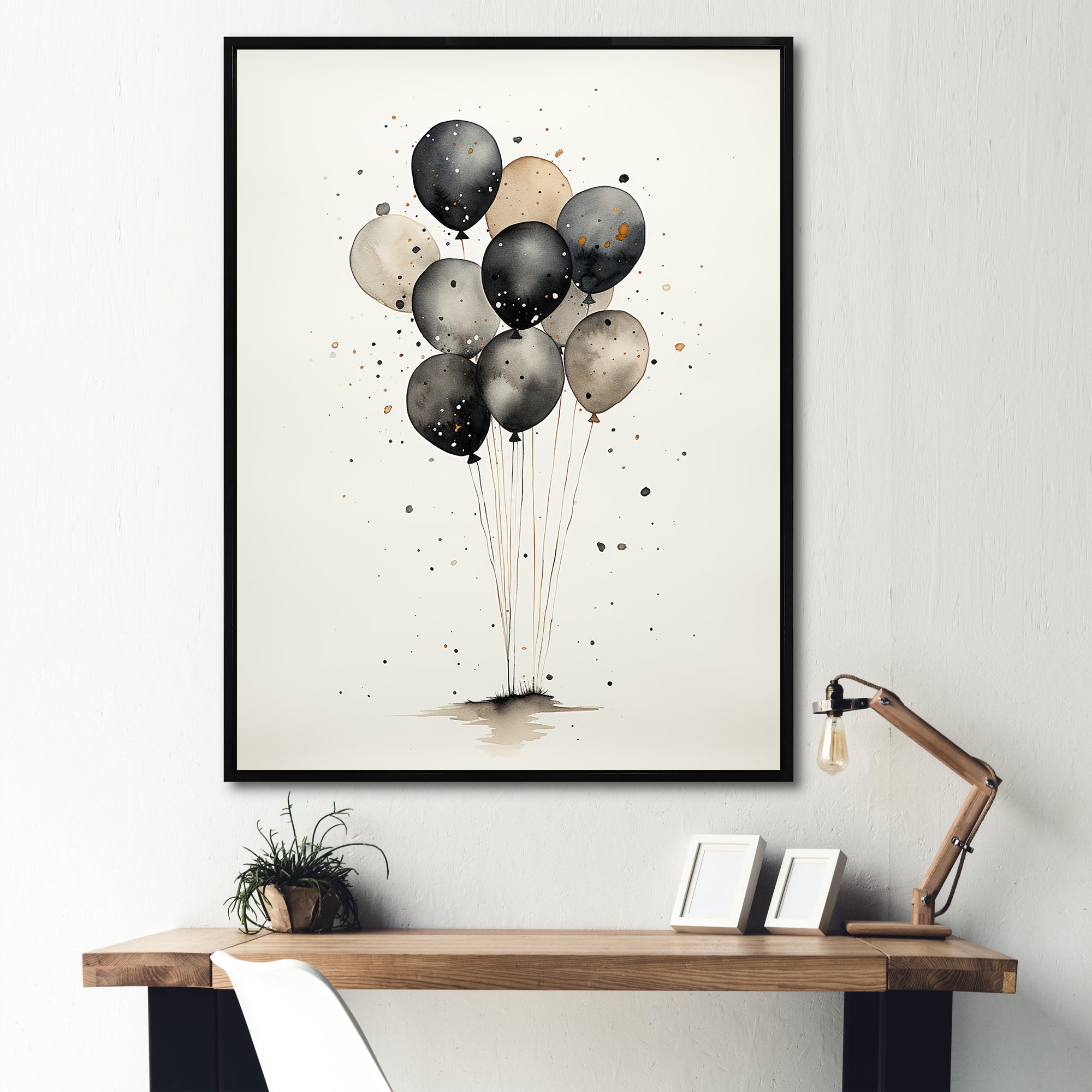 Minimalist Depiction Of Balloons - Hot Air Balloon Canvas Wall Art
