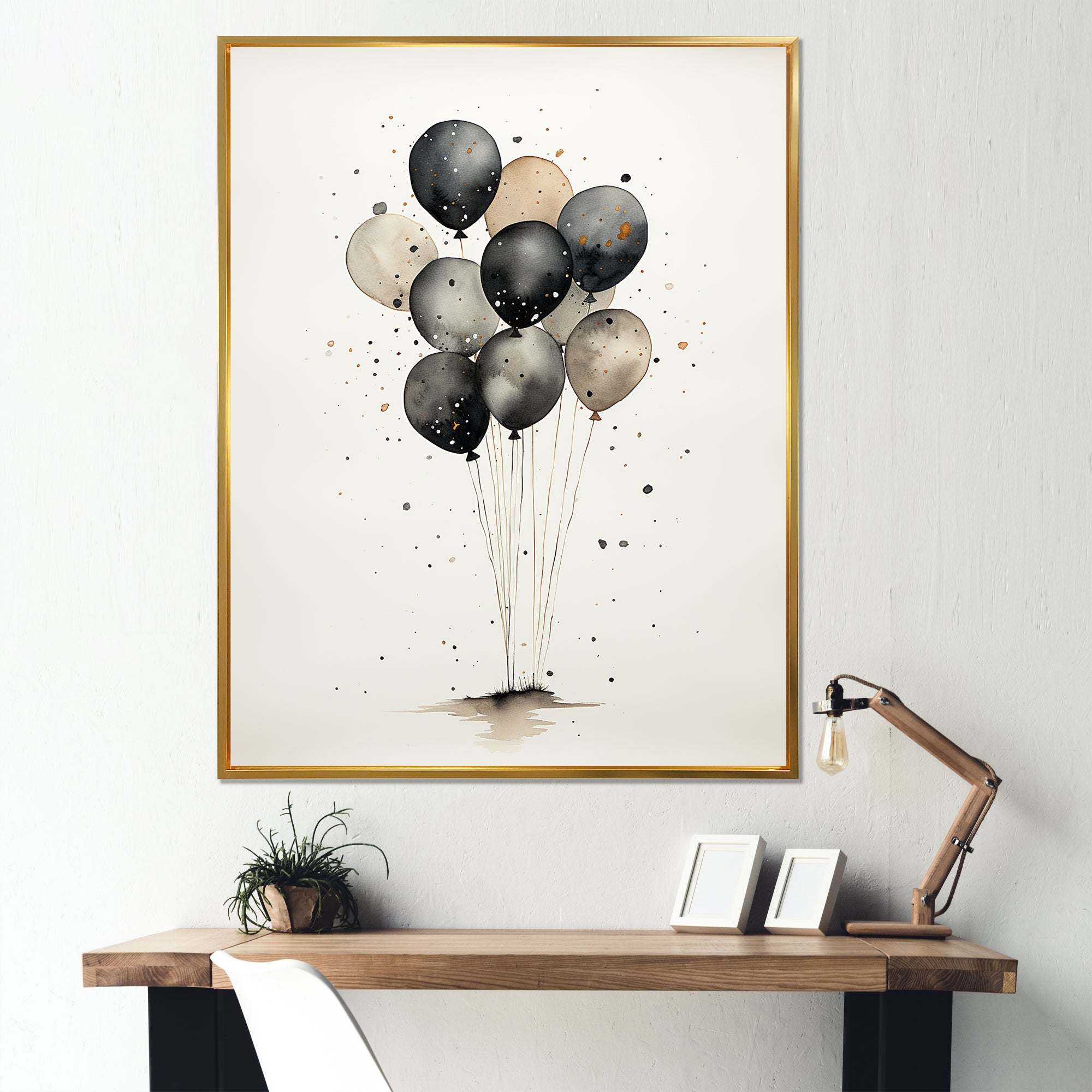 Minimalist Depiction Of Balloons - Hot Air Balloon Canvas Wall Art