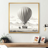 Monochromatic Hot Air Balloon Take Off - Hot Air Balloon Canvas Wall Art