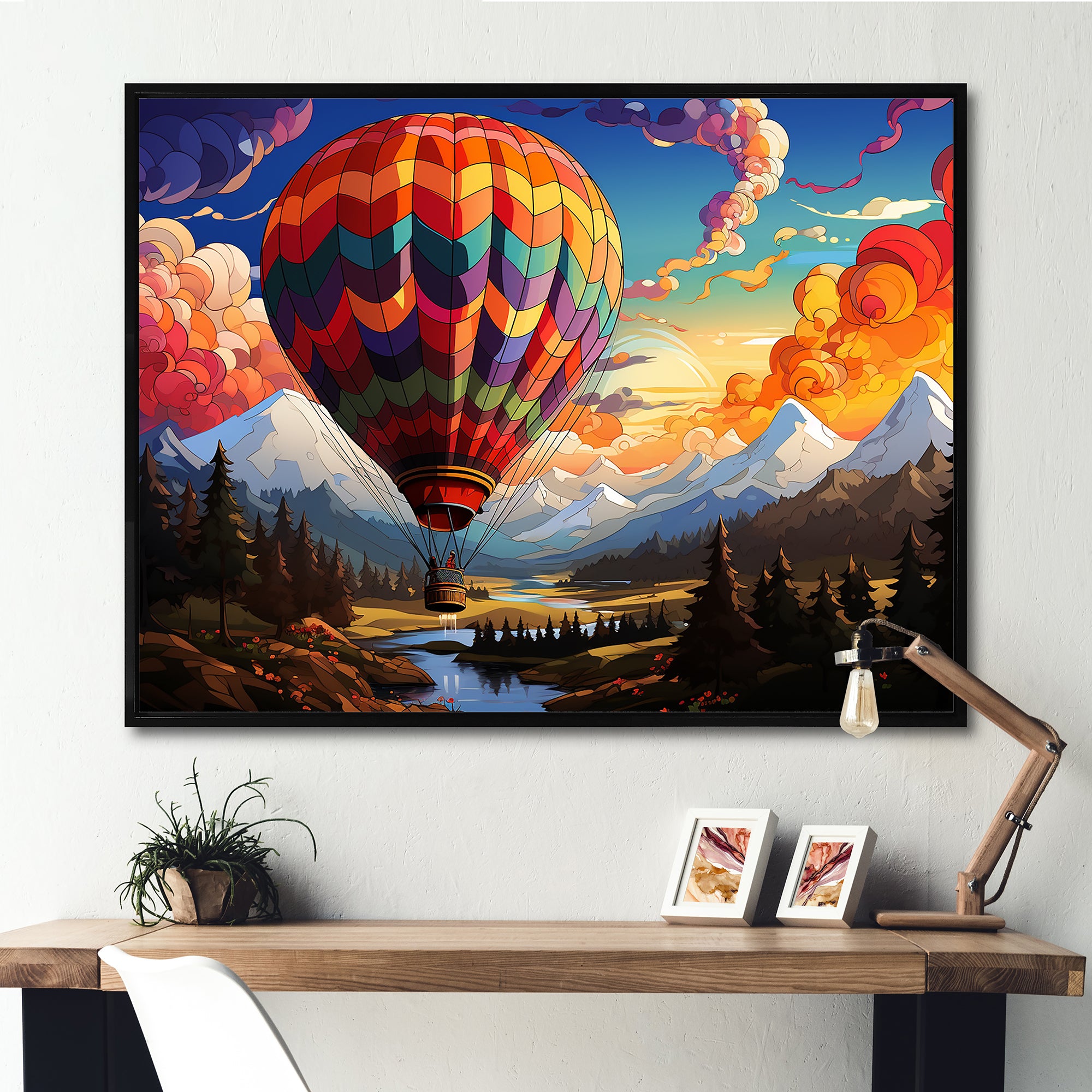 Pop Art Hot Air Balloons Aerial Views - Hot Air Balloon Canvas Wall Art