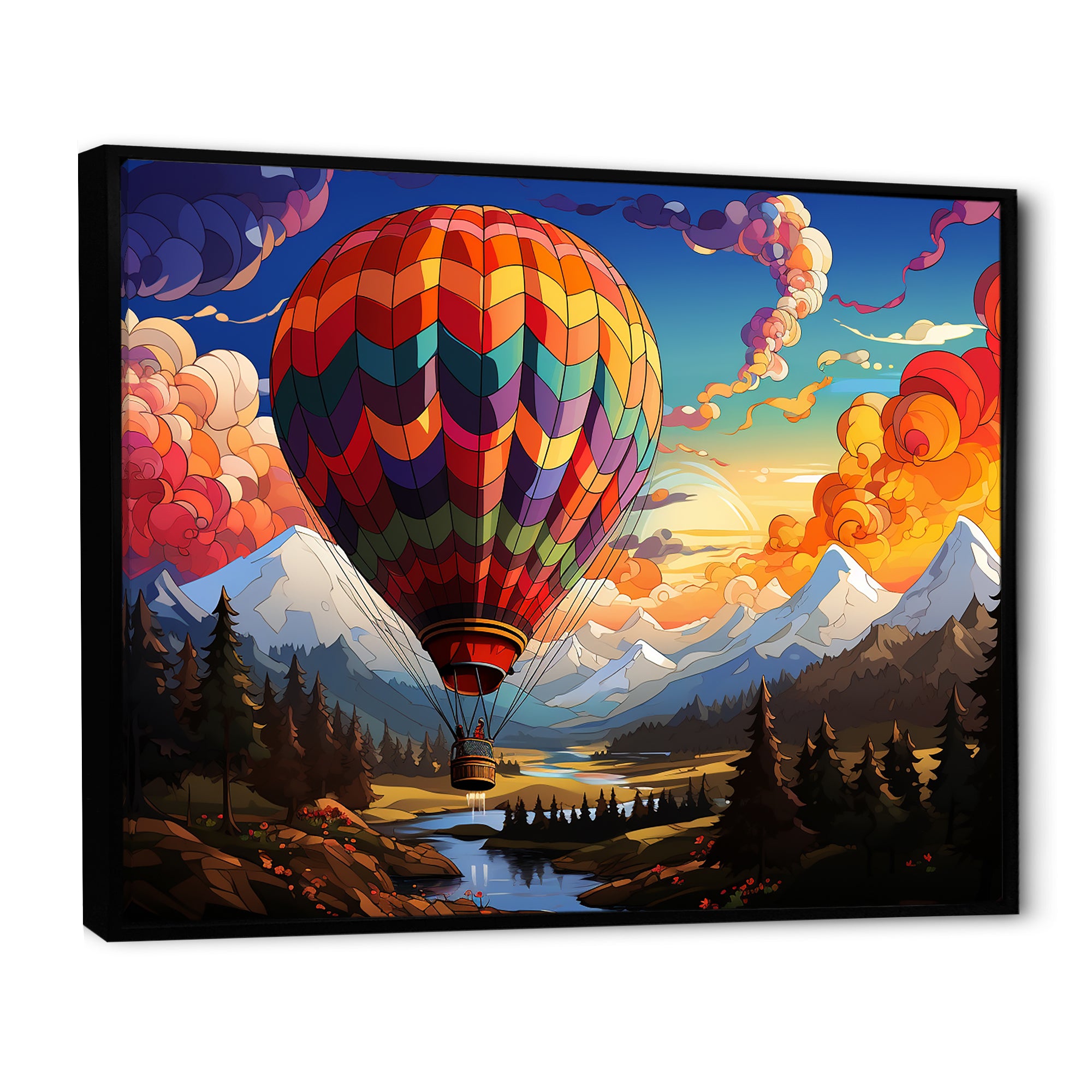 Pop Art Hot Air Balloons Aerial Views - Hot Air Balloon Canvas Wall Art