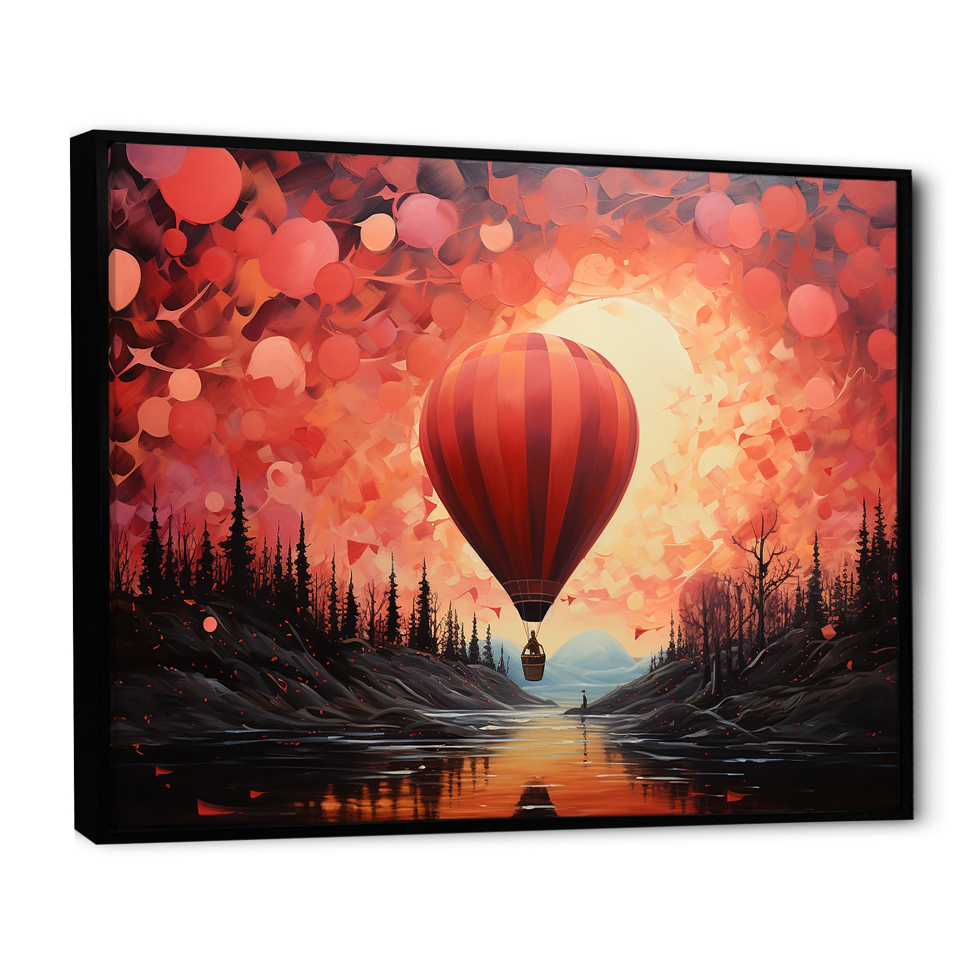 Coral Hot Air Balloons Take Flight - Hot Air Balloon Canvas Wall Art