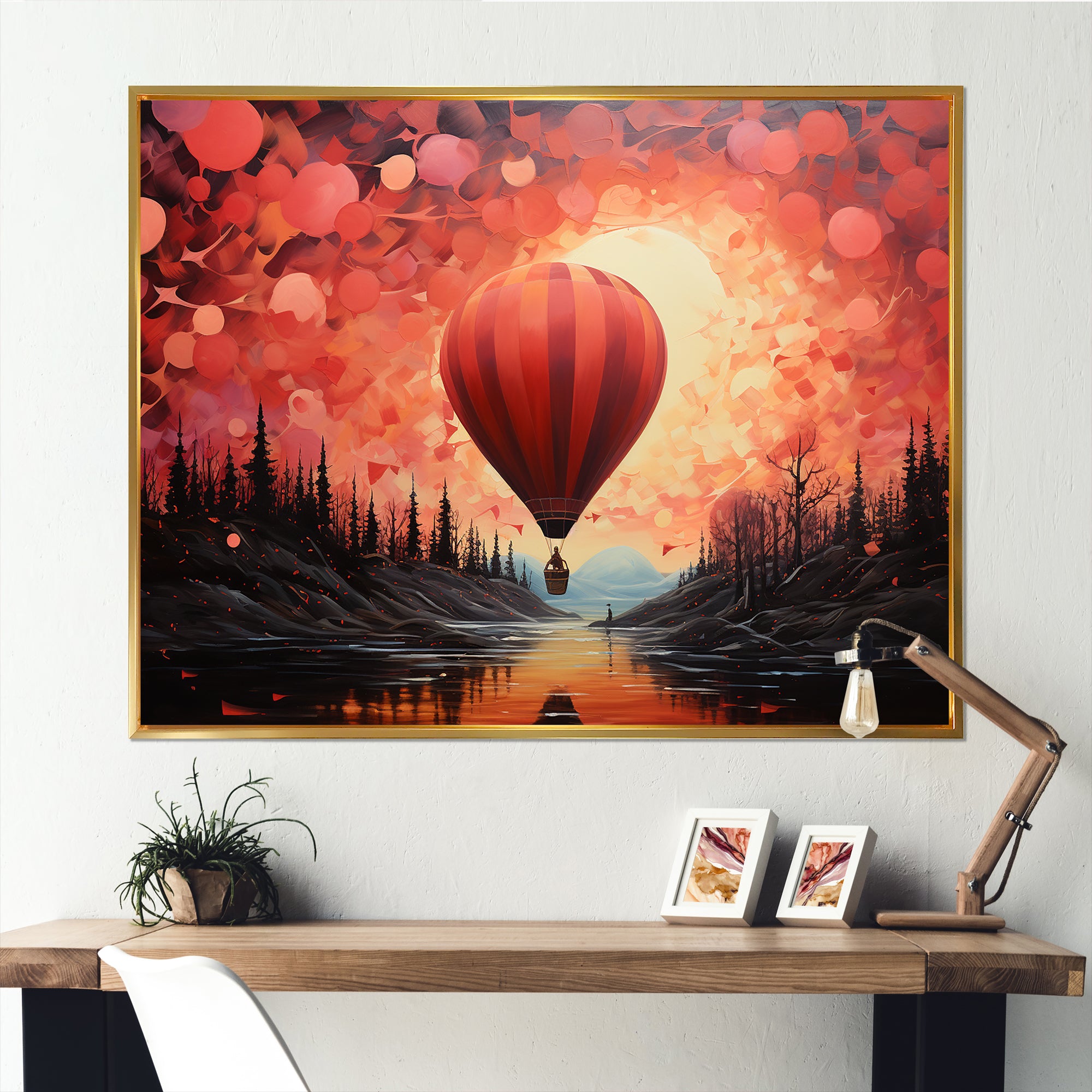 Coral Hot Air Balloons Take Flight - Hot Air Balloon Canvas Wall Art