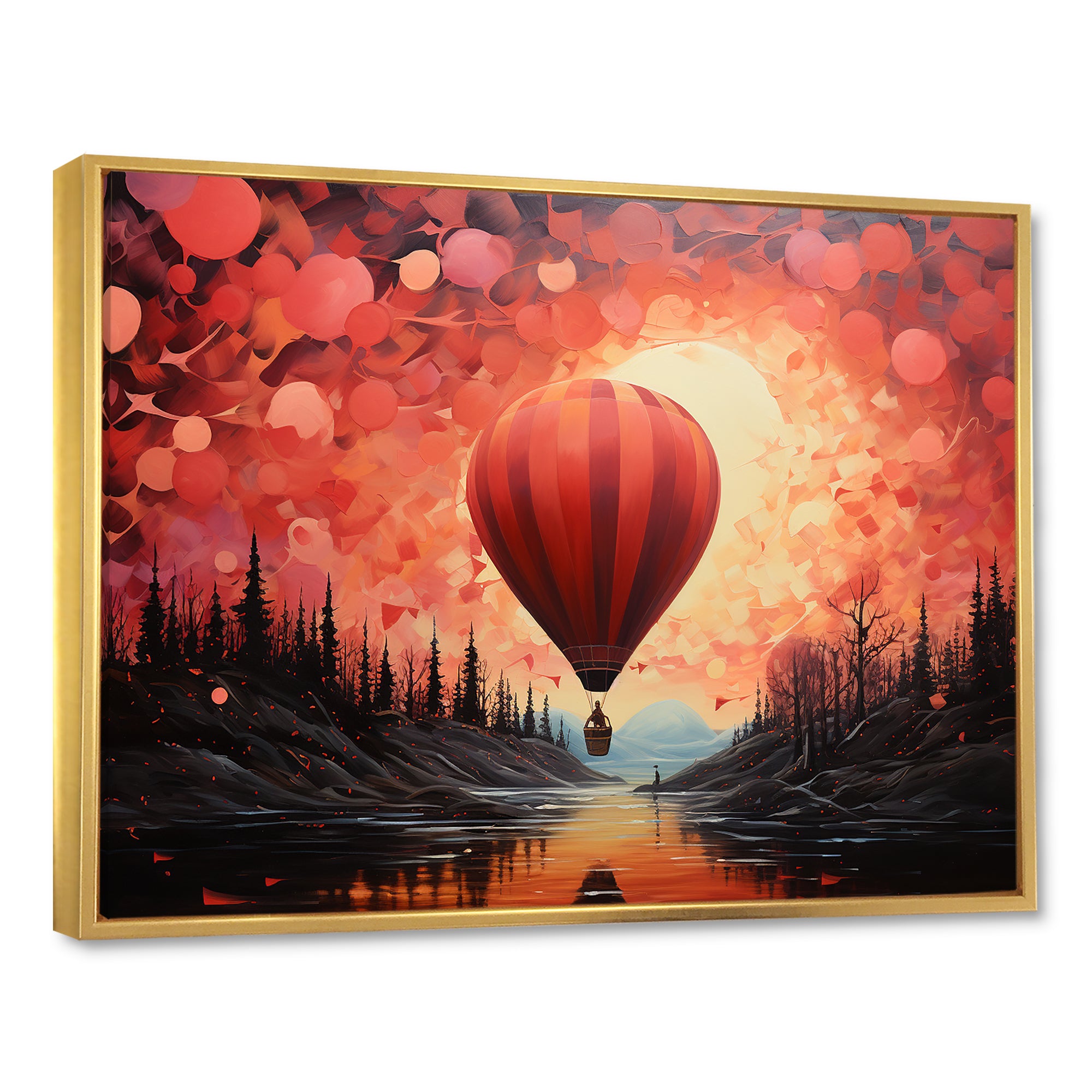 Coral Hot Air Balloons Take Flight - Hot Air Balloon Canvas Wall Art