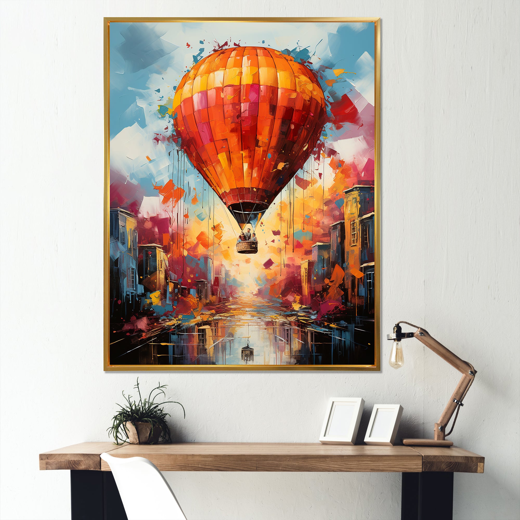 Street Art Hot Air Balloon Bliss - Hot Air Balloon Canvas Wall Art