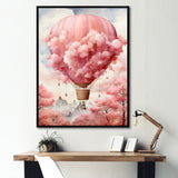 Pink Whimsical Balloon Magic - Hot Air Balloon Canvas Wall Art