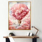Pink Whimsical Balloon Magic - Hot Air Balloon Canvas Wall Art