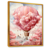 Pink Whimsical Balloon Magic - Hot Air Balloon Canvas Wall Art