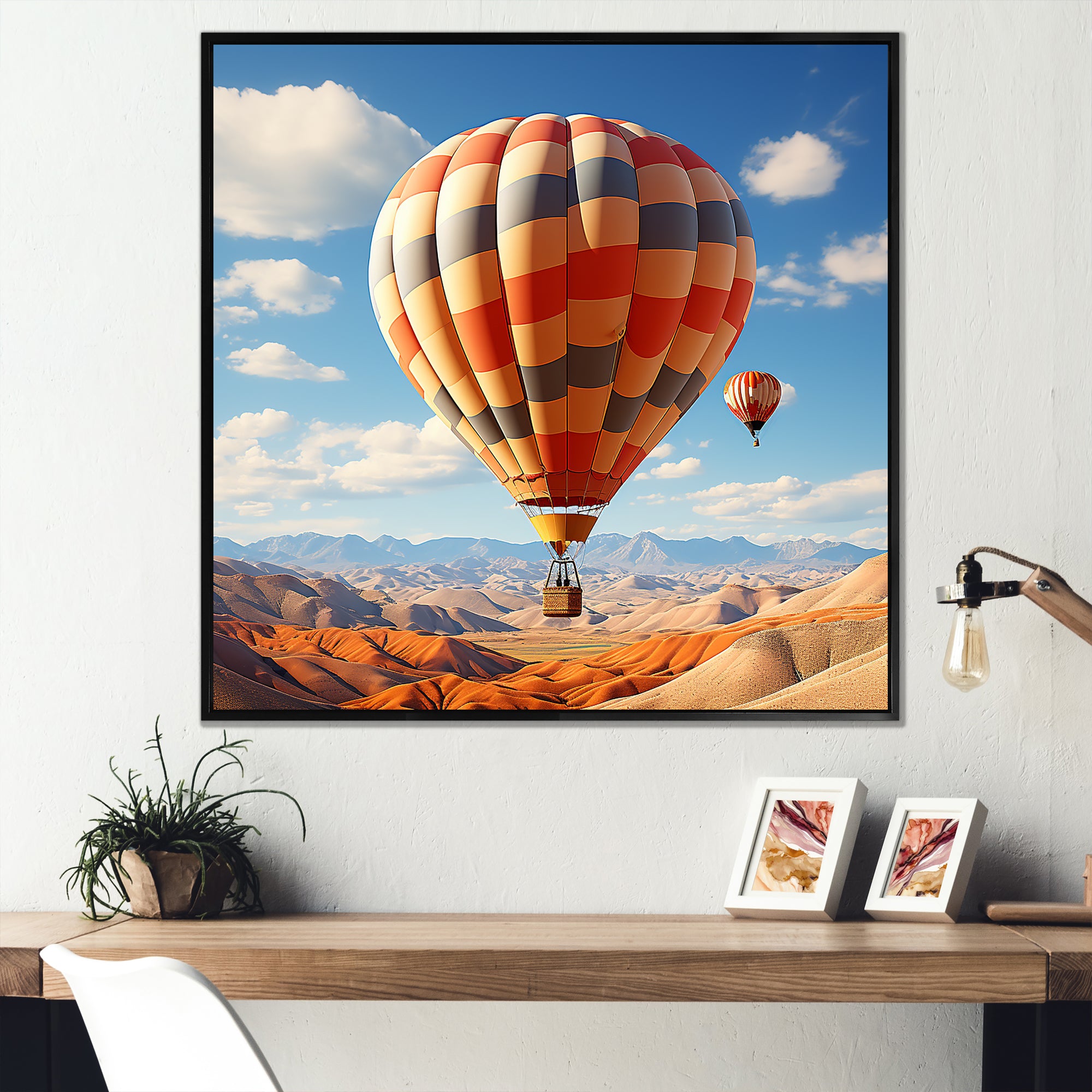 Abstract Colorful Balloon Soaring - Hot Air Balloon Canvas Wall Art