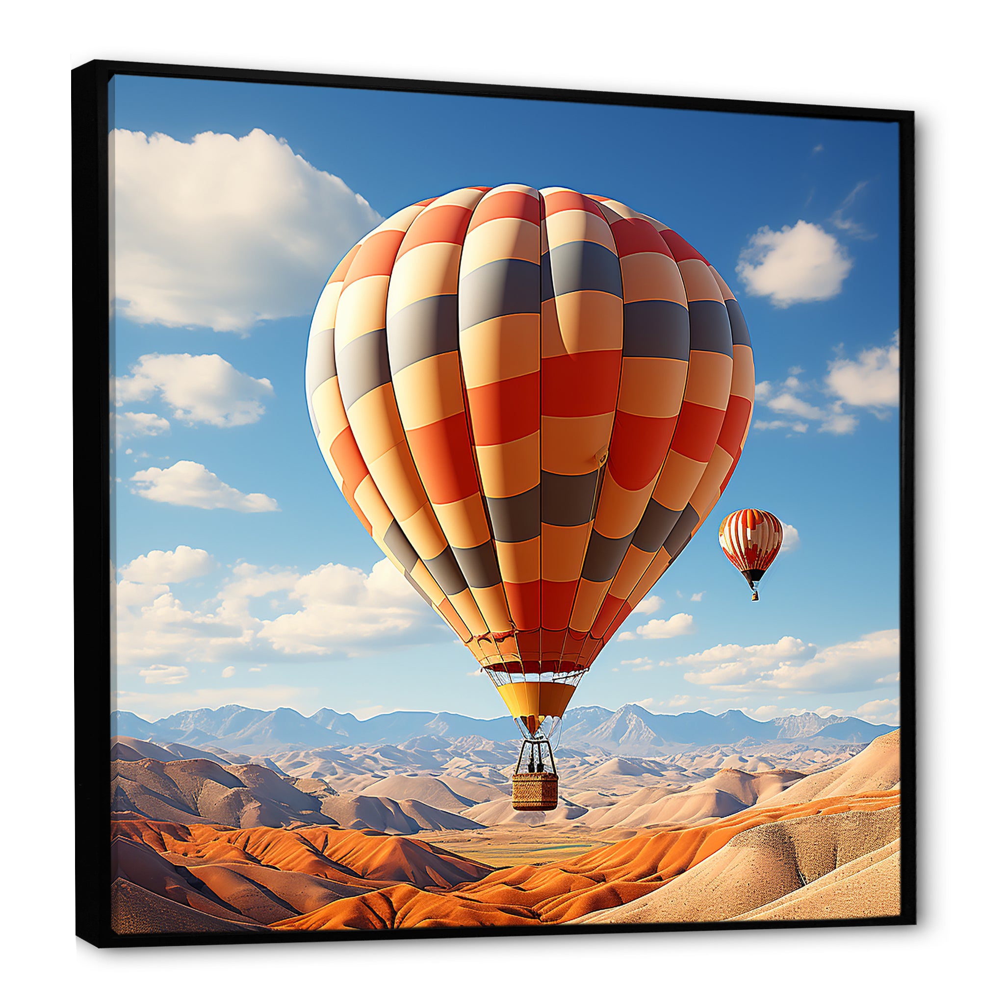 Abstract Colorful Balloon Soaring - Hot Air Balloon Canvas Wall Art