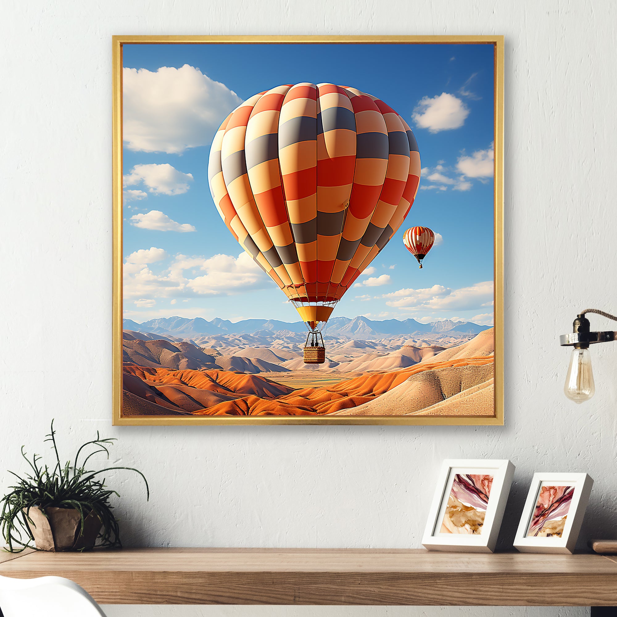 Abstract Colorful Balloon Soaring - Hot Air Balloon Canvas Wall Art