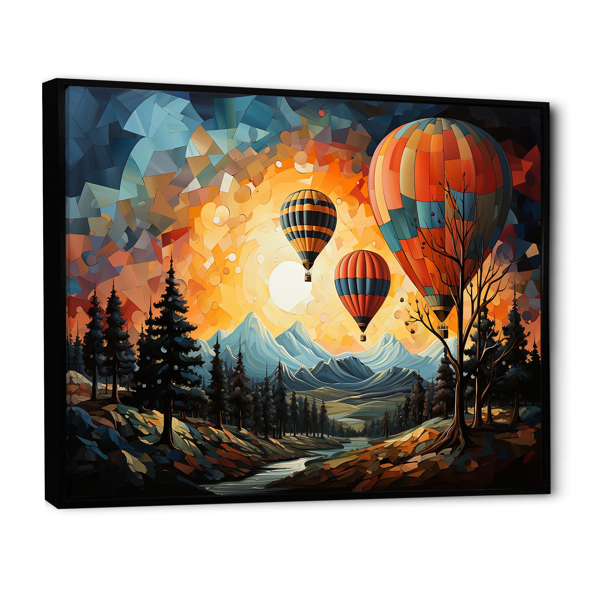 Cubist Balloon Expedition - Hot Air Balloon Canvas Wall Art