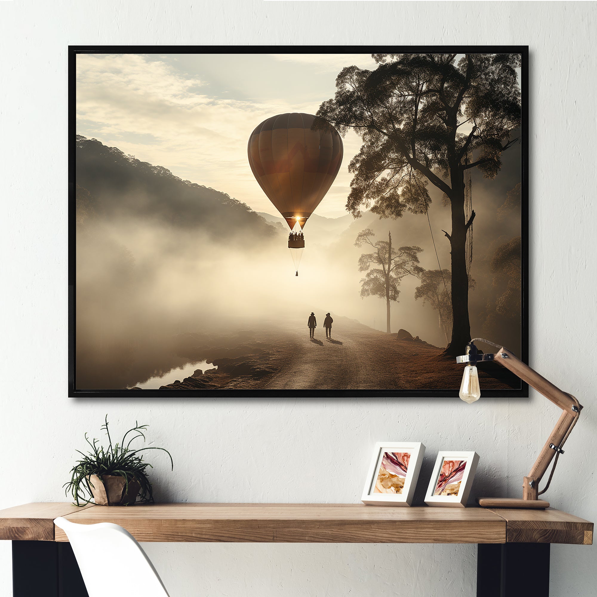 Fog Hot Air Balloon Charm - Hot Air Balloon Canvas Wall Art