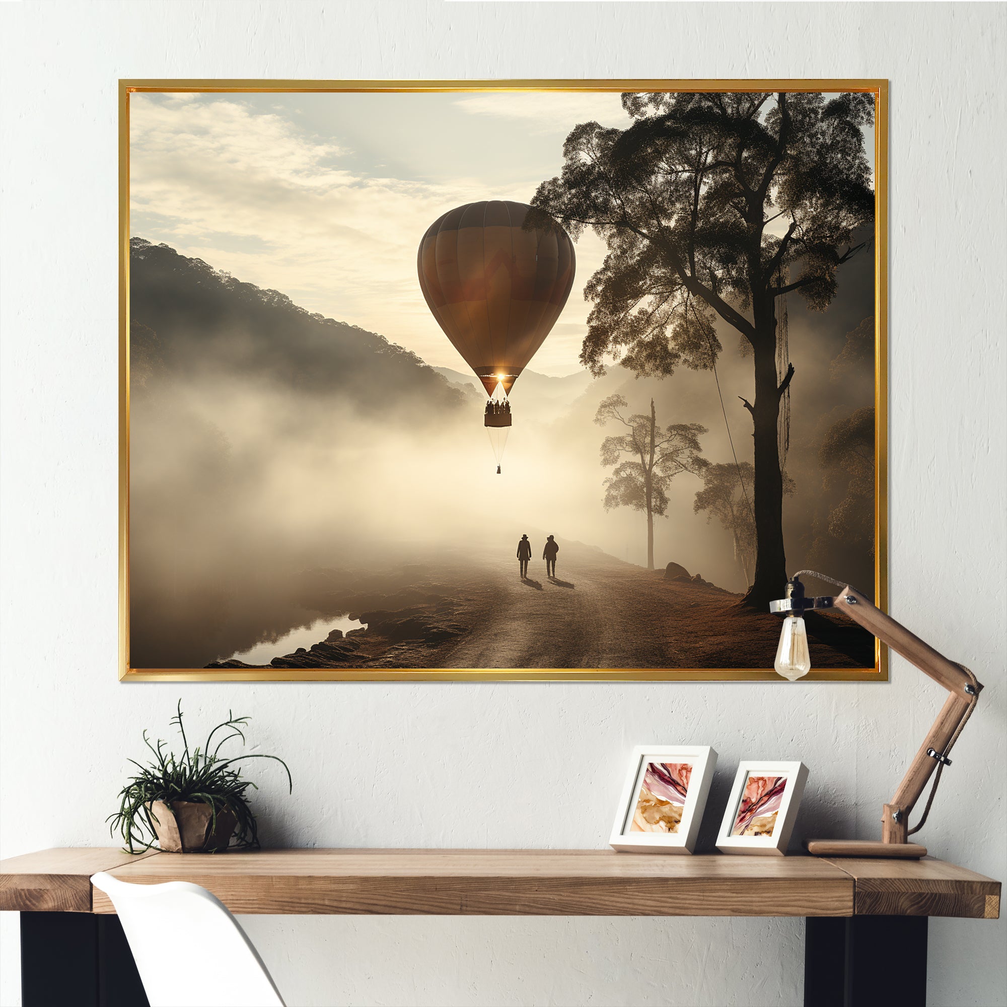 Fog Hot Air Balloon Charm - Hot Air Balloon Canvas Wall Art