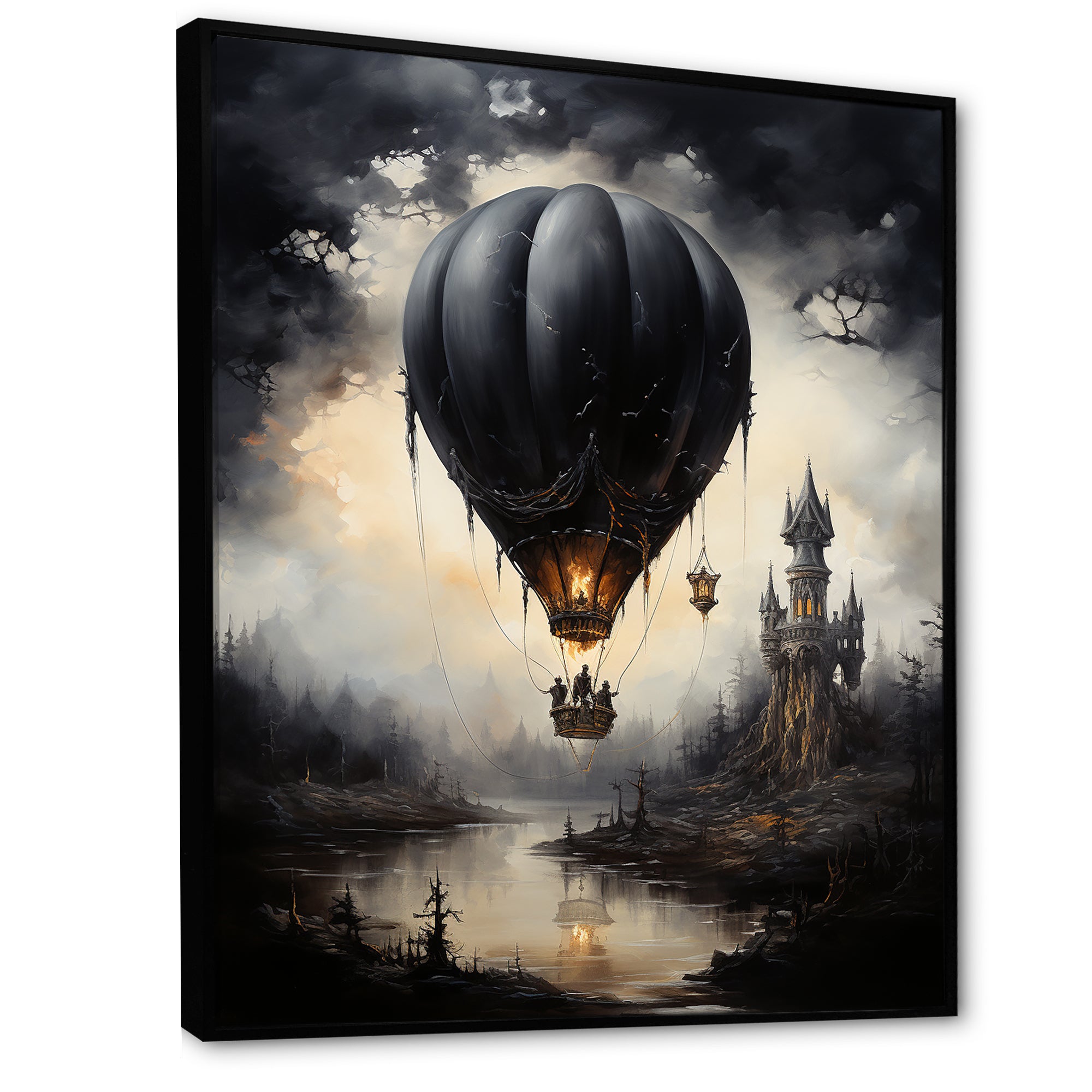 Dark Balloon Mystery Journey - Hot Air Balloon Canvas Wall Art