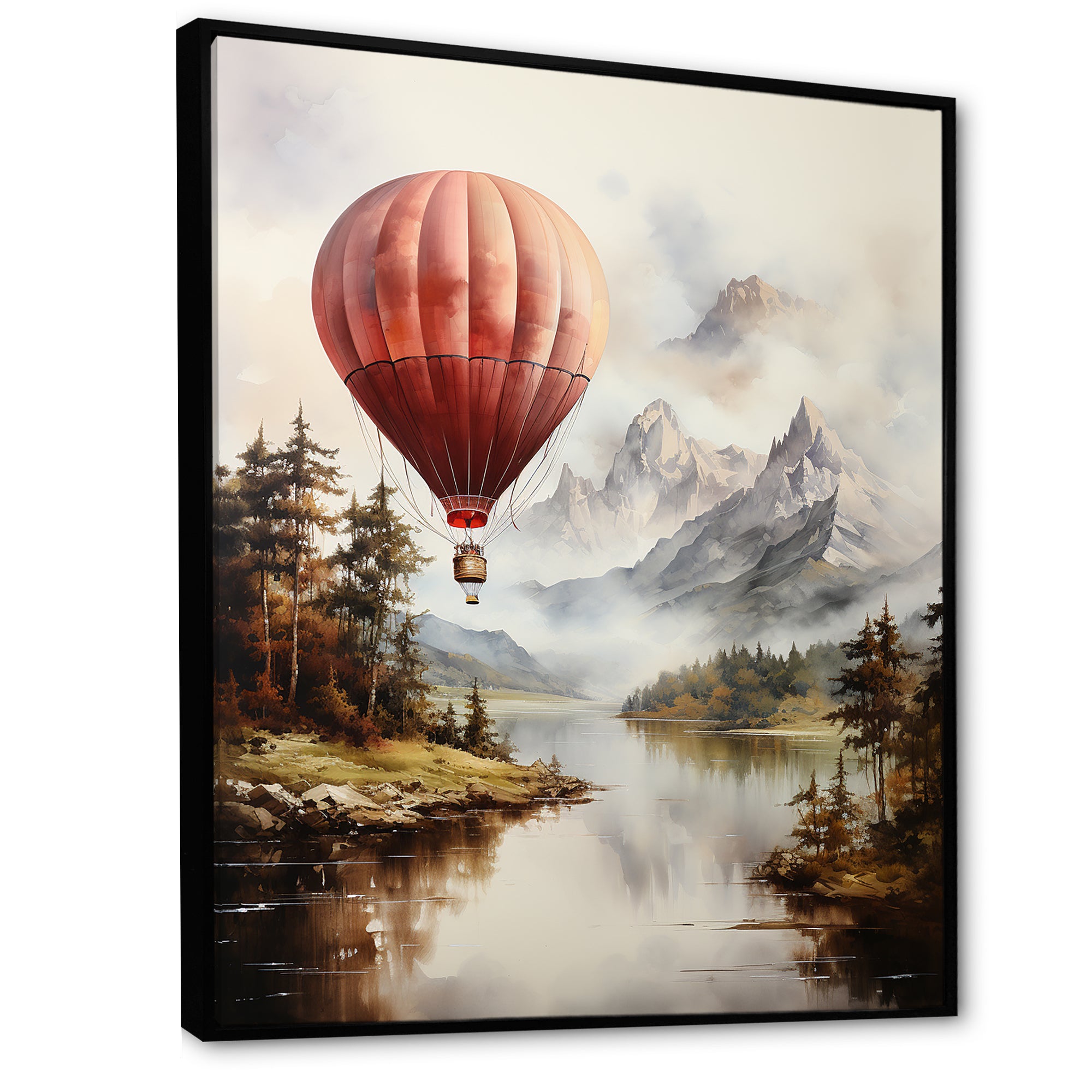 Mountain View Hot Air Balloon Flight - Hot Air Balloon Canvas Wall Art