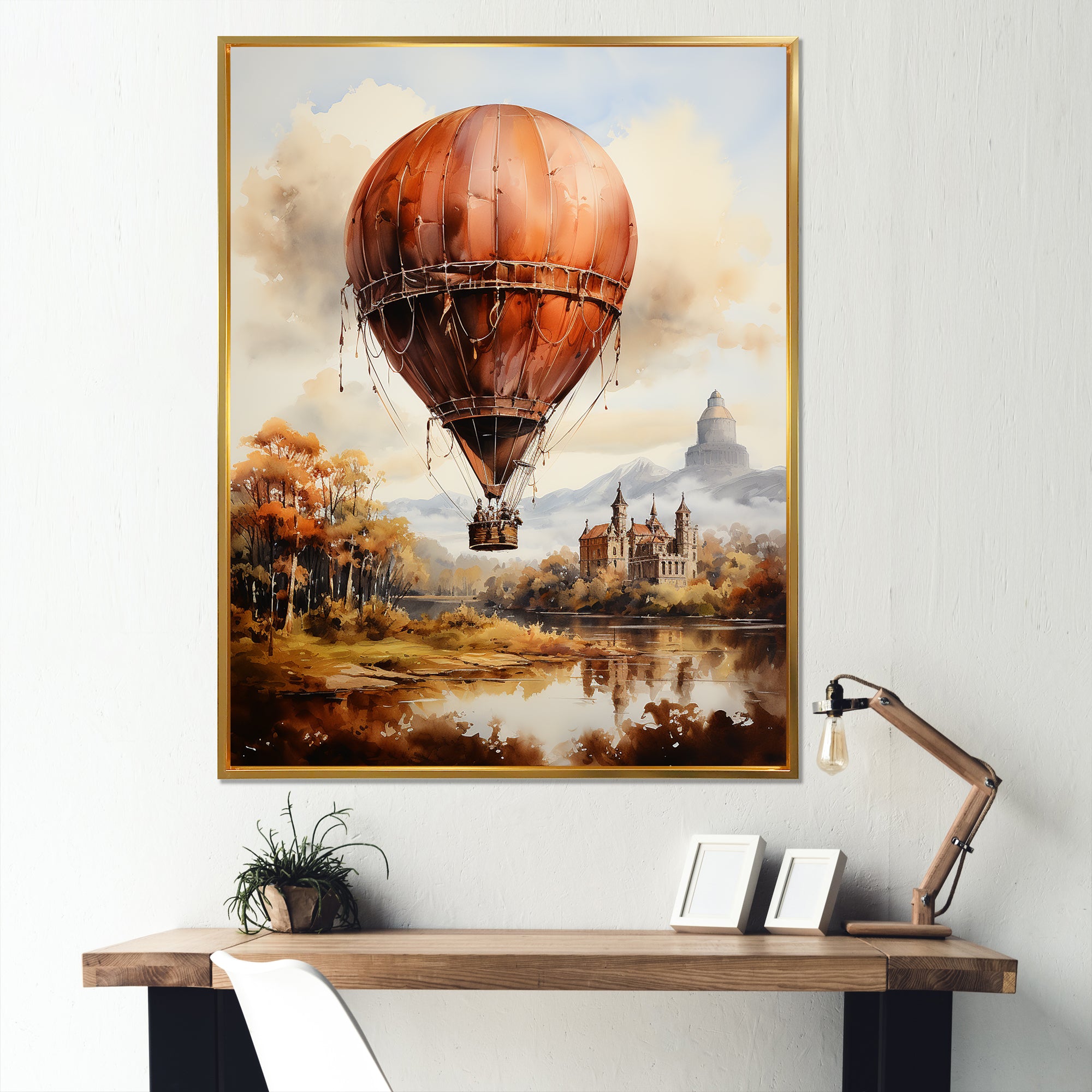 Castle Hot Air Balloon Flight - Hot Air Balloon Canvas Wall Art