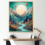 Hot Air Balloon Mountain Journey - Hot Air Balloon Canvas Wall Art