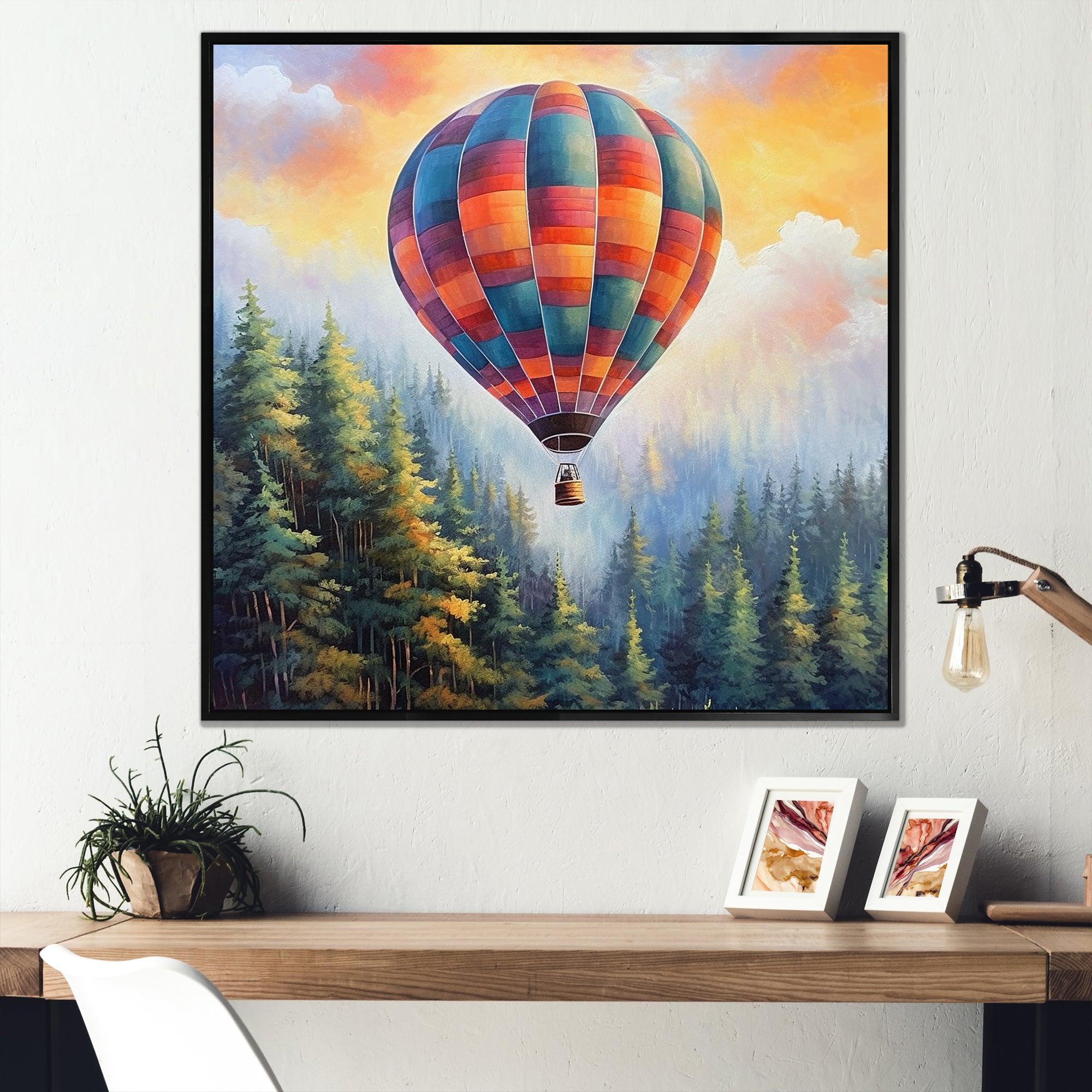 Forest View Hot Air Balloon Adventure - Hot Air Balloon Canvas Wall Art