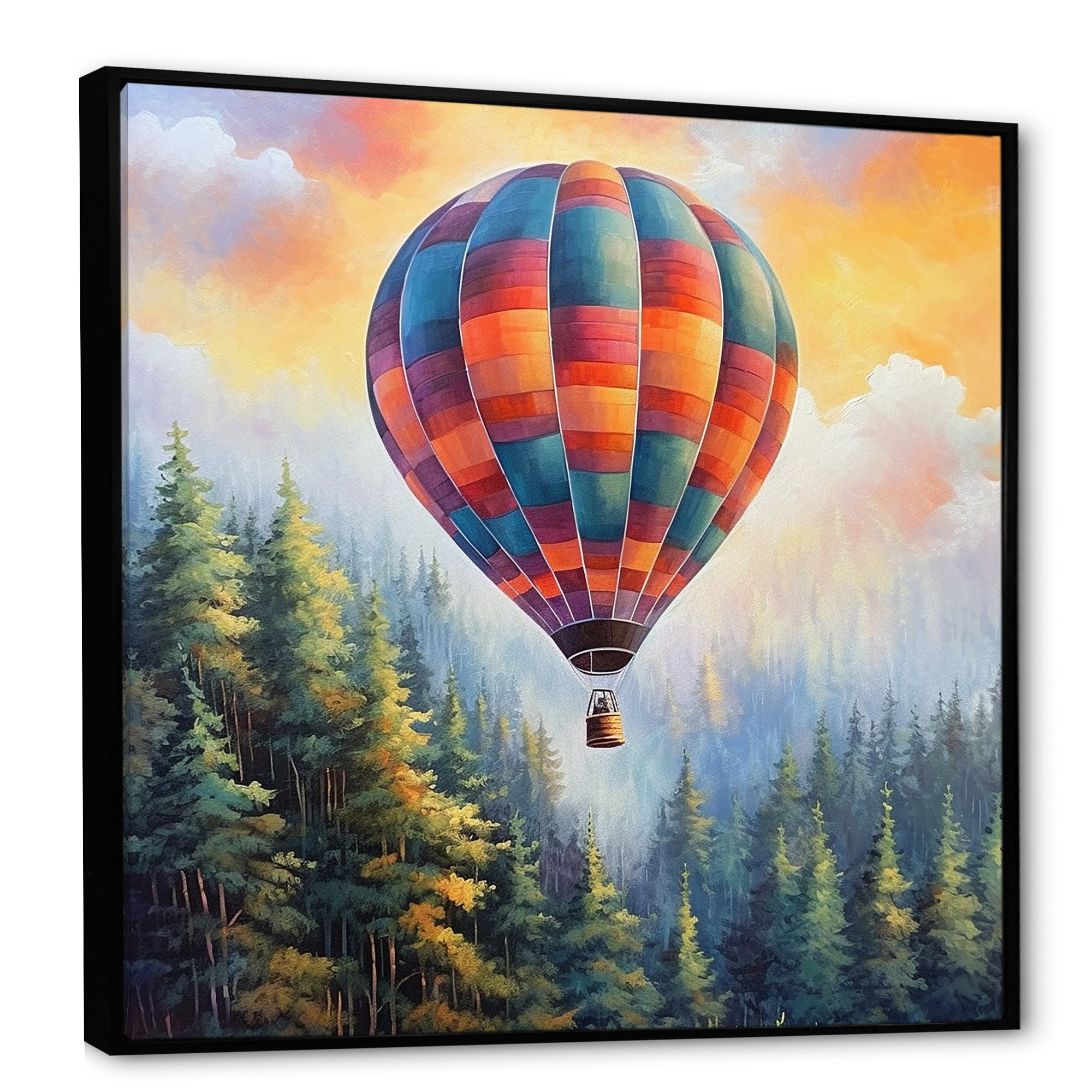 Forest View Hot Air Balloon Adventure - Hot Air Balloon Canvas Wall Art