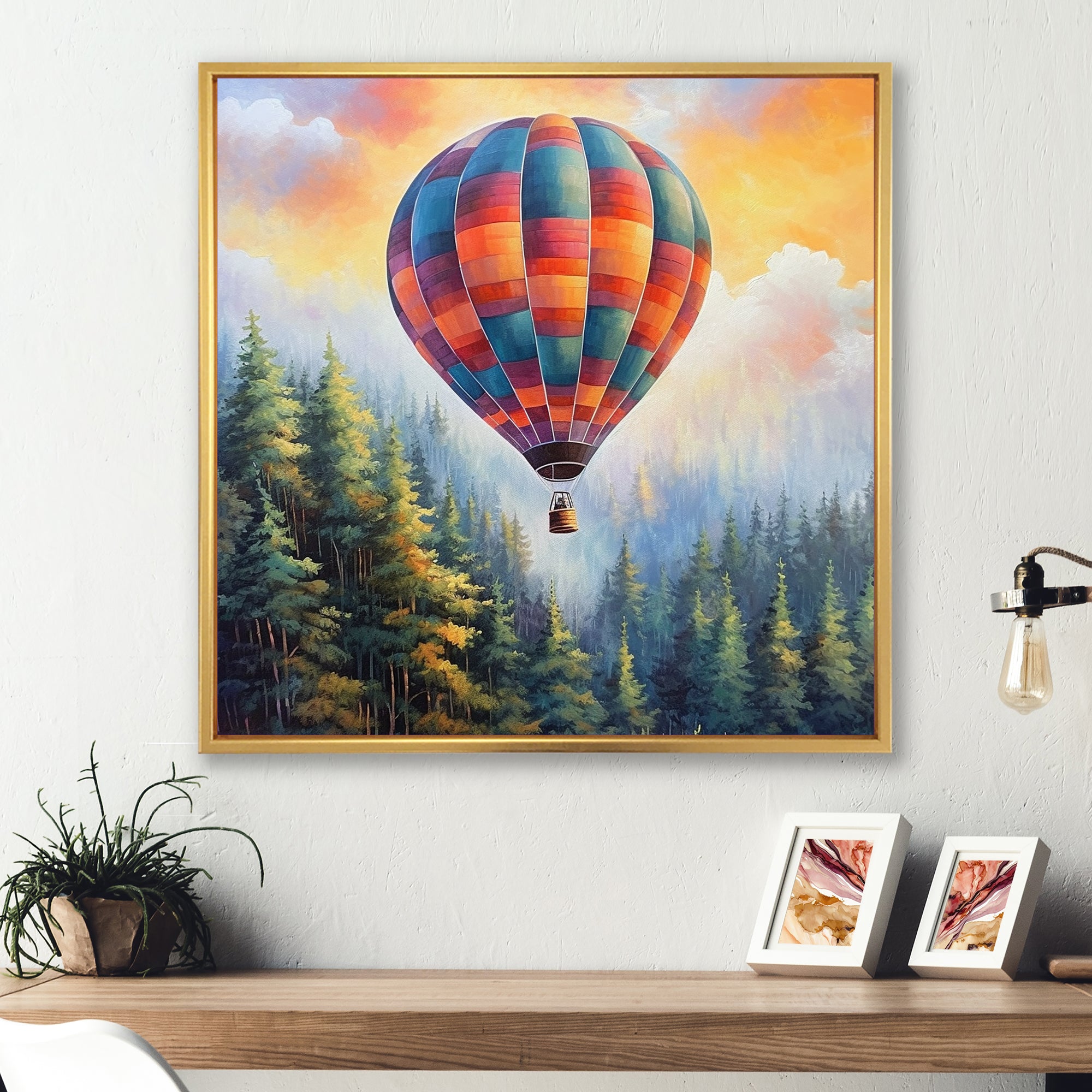 Forest View Hot Air Balloon Adventure - Hot Air Balloon Canvas Wall Art