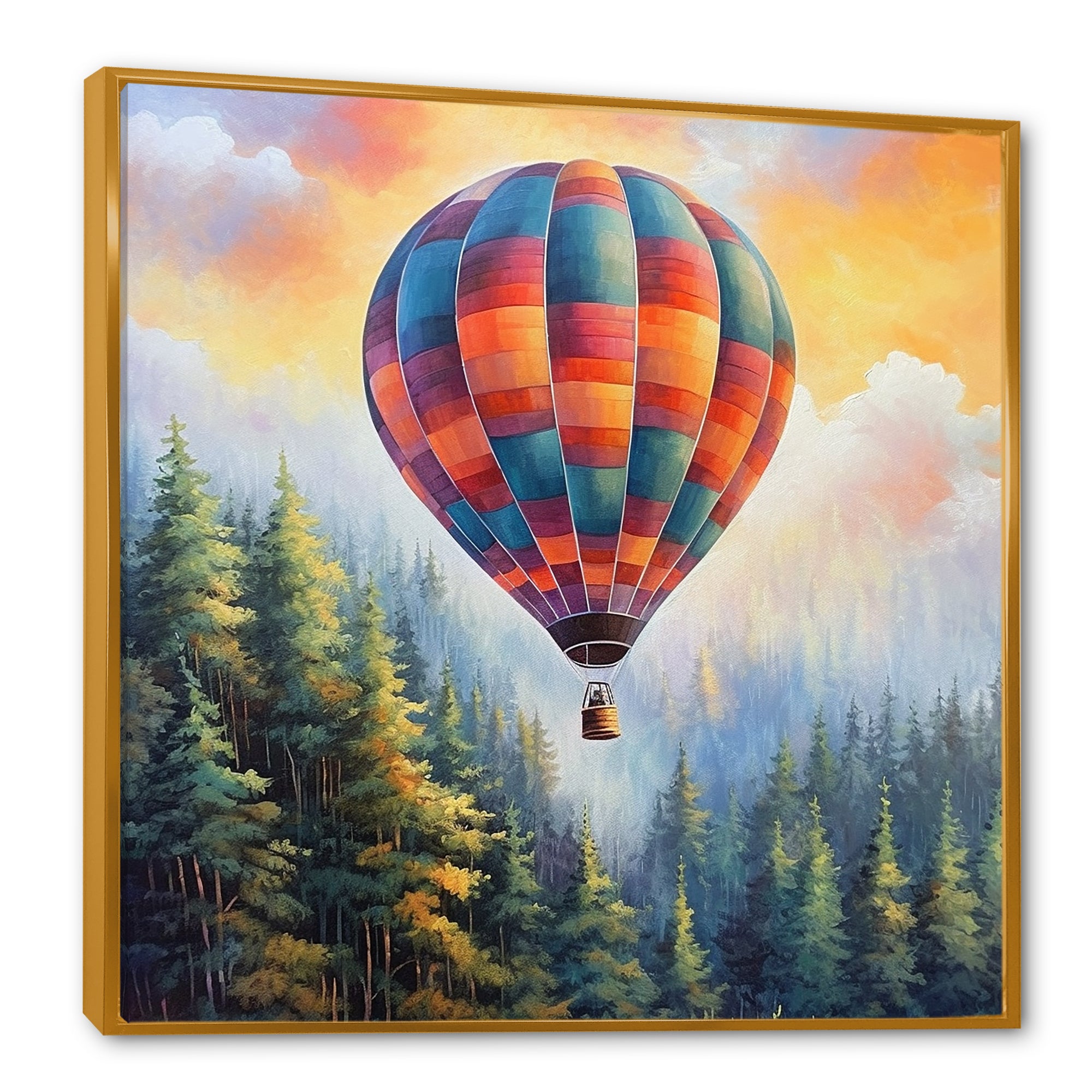 Forest View Hot Air Balloon Adventure - Hot Air Balloon Canvas Wall Art