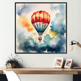 Hot Air Ballon Colorful Ascent - Hot Air Balloon Canvas Wall Art