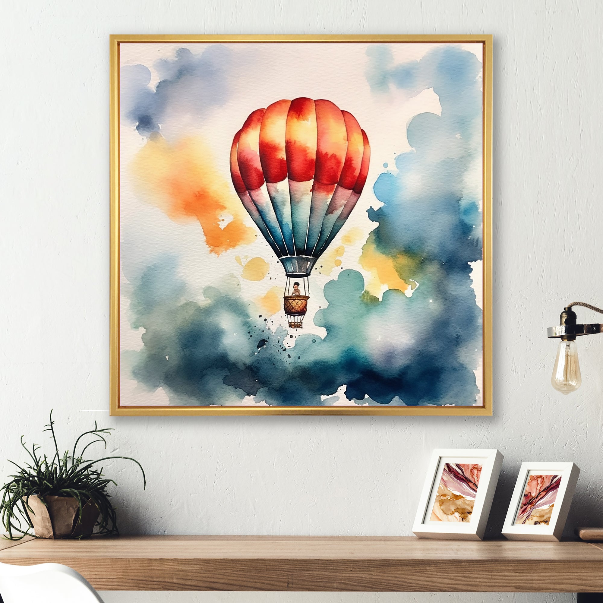 Hot Air Ballon Colorful Ascent - Hot Air Balloon Canvas Wall Art