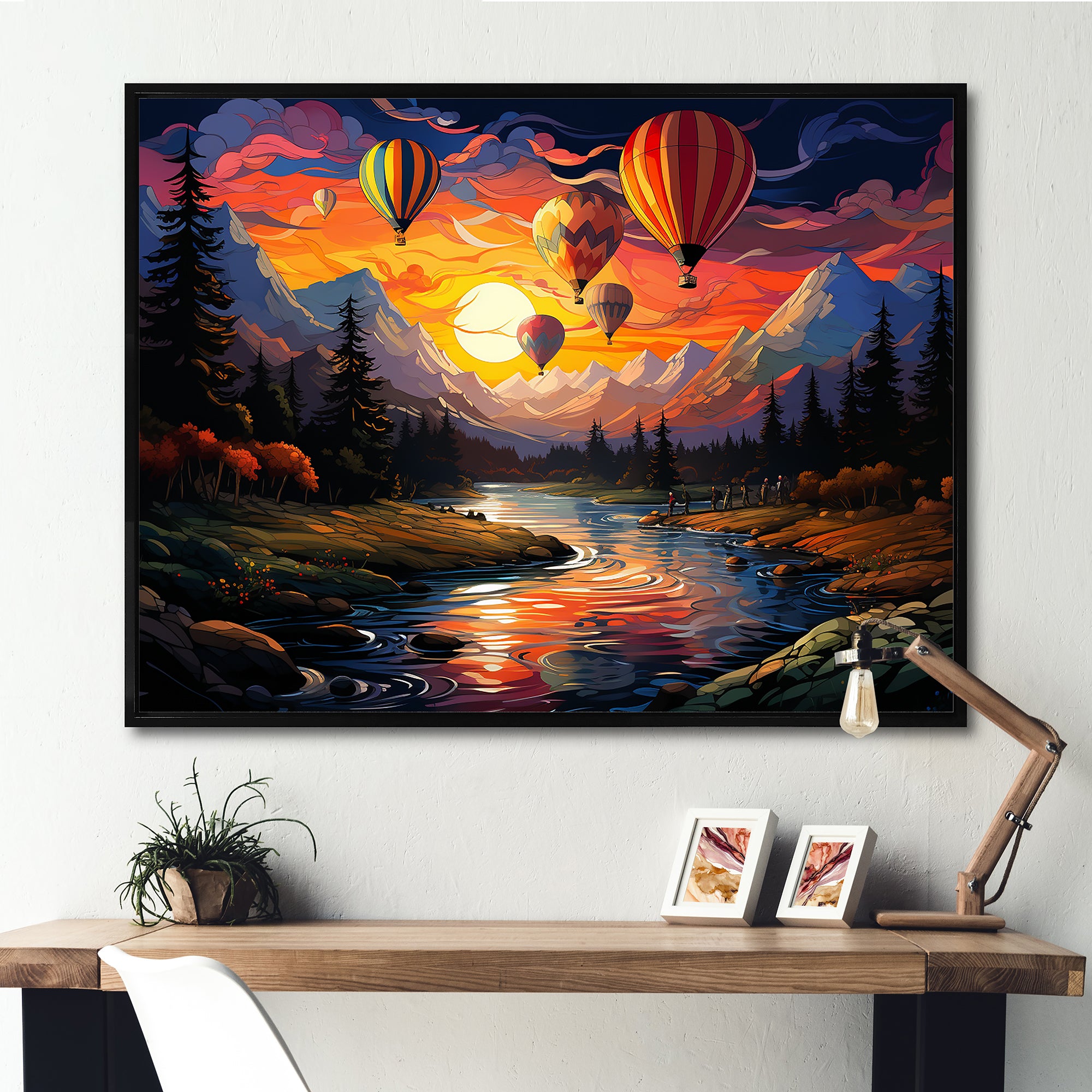 Colorful Sunset Horizon I - Hot Air Balloon Canvas Wall Art