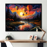 Colorful Sunset Horizon I - Hot Air Balloon Canvas Wall Art