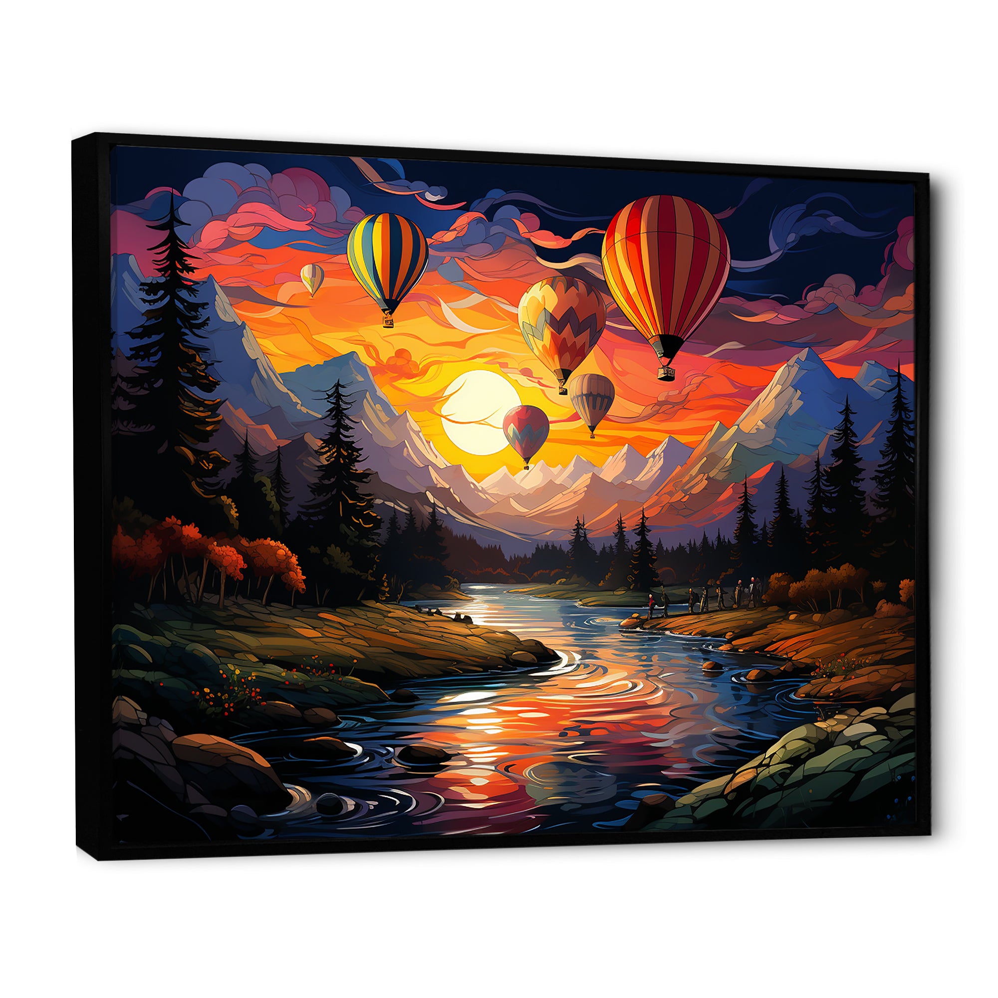 Colorful Sunset Horizon I - Hot Air Balloon Canvas Wall Art
