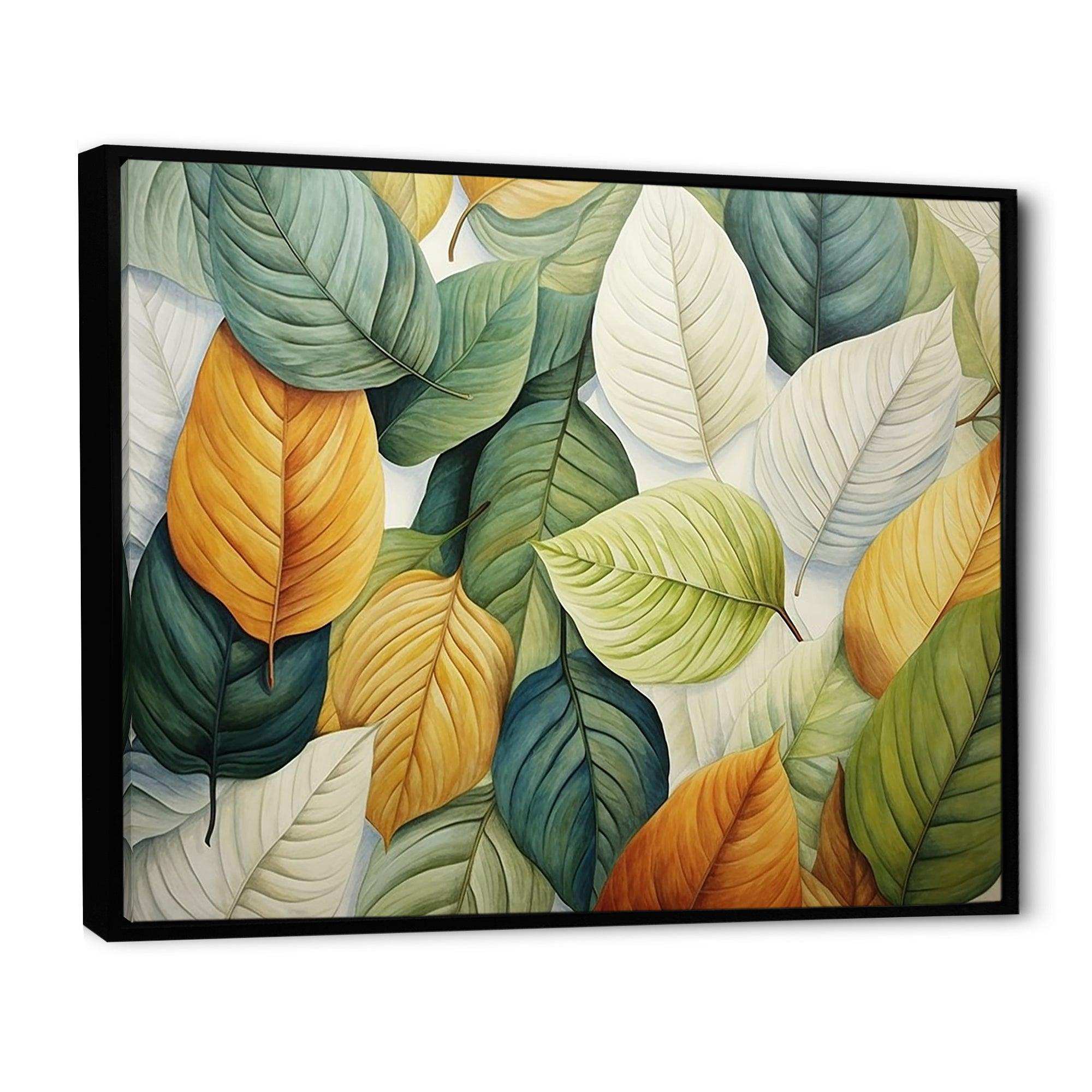 Green And Yellow Leaves Tranquility II - Floral Canvas Wall Art