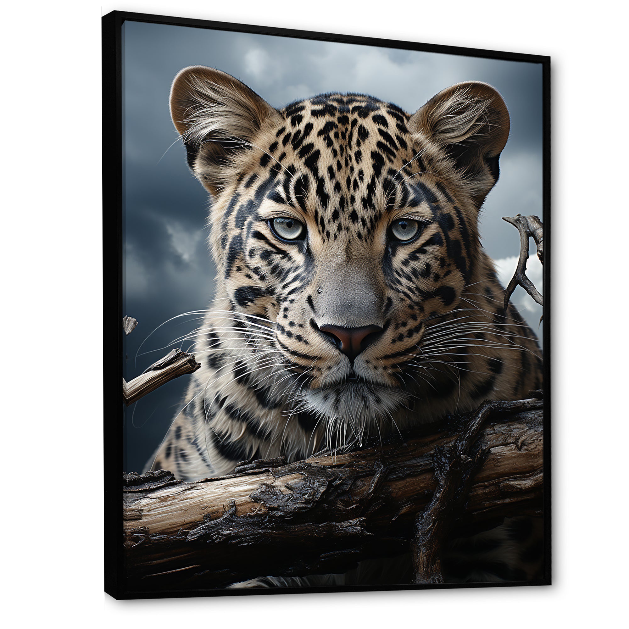 Monochrome Majesty Leopard In The Wild - Beige Leopard Wall Art