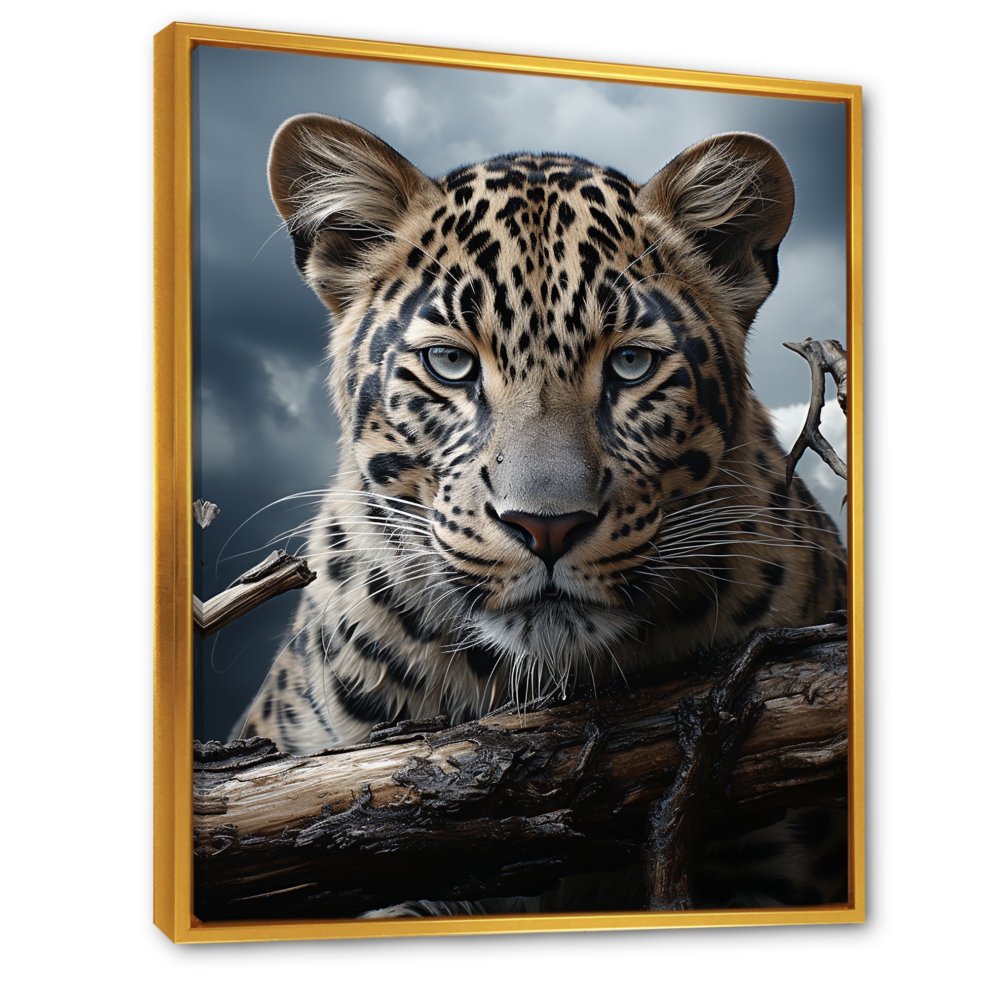 Monochrome Majesty Leopard In The Wild - Beige Leopard Wall Art