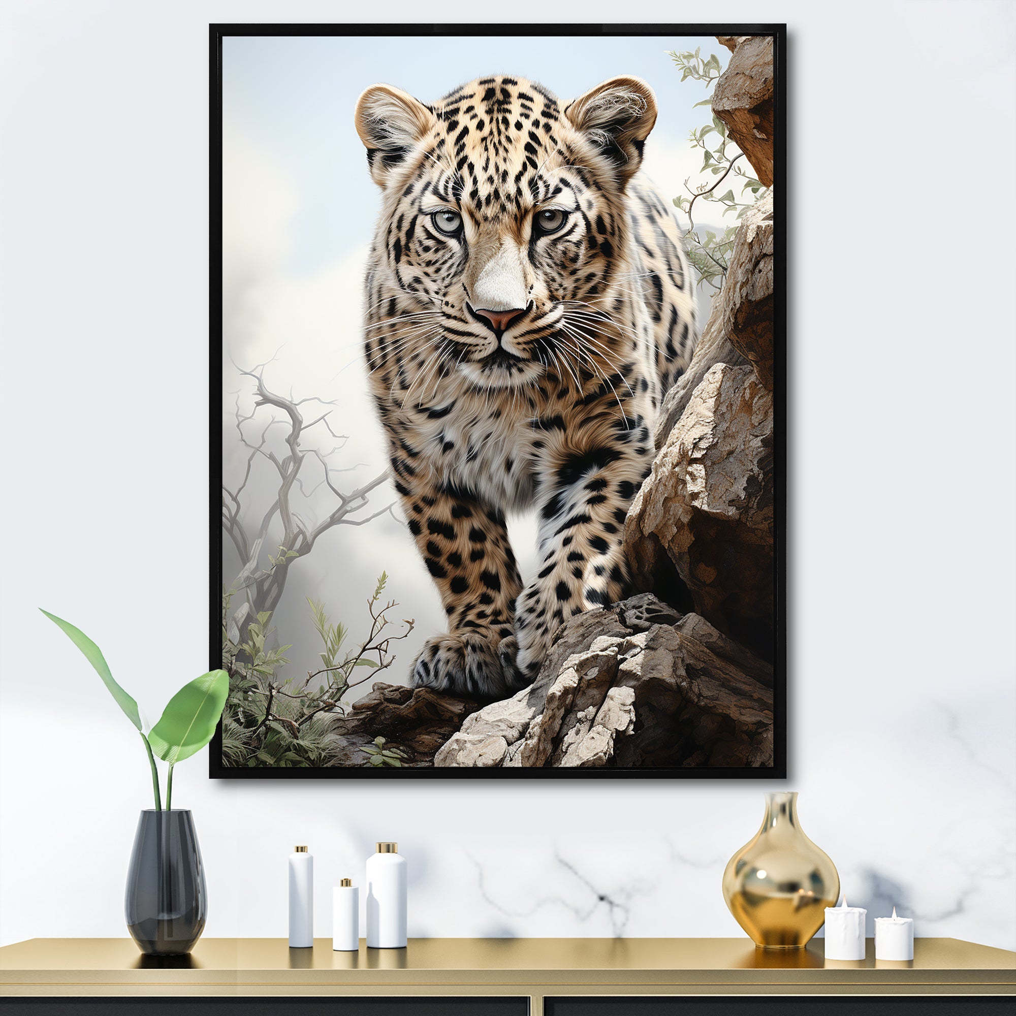 Majesty Leopard Gaze Of The Wild - Beige Leopard Wall Art
